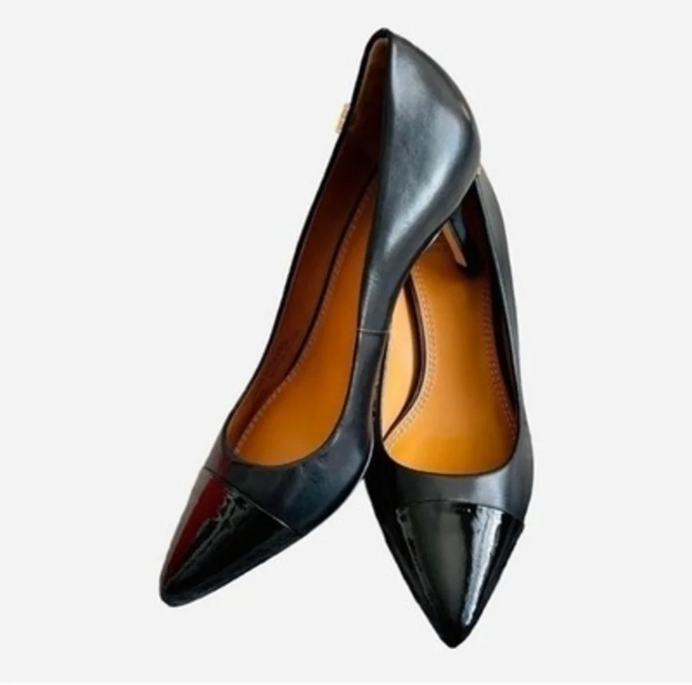 Tory Burch Penelope 65MM Black Leather Pumps Women’s Size 5.5 Made in Italy - Picture 3 of 7